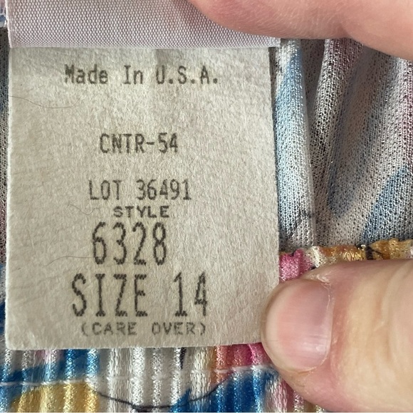 Graff California Floral Vintage 80s‎ Pastel Prairie Skirt Pockets sz 14 Made USA - Picture 7 of 14